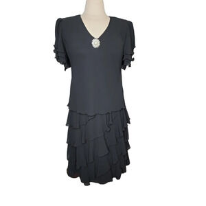 Vintage Ann Hobbs for Cattiva Saks Fifth Avenue Black Dress Layered Size 8